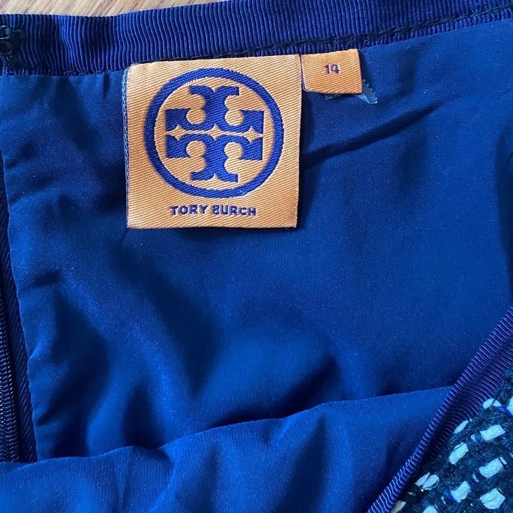 Tory Burch Tweed Navy Cream Gold Skirt